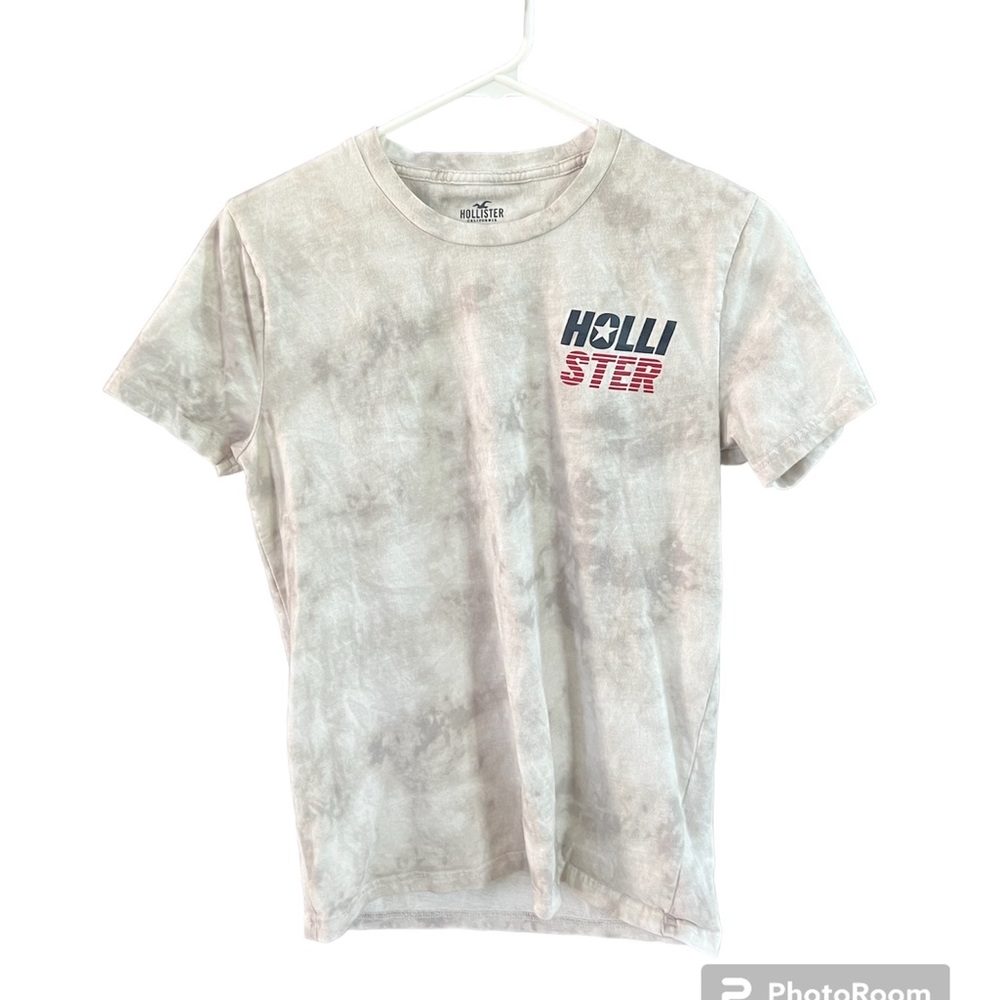 HOLLISTER White Tie Dye American Flag Tee